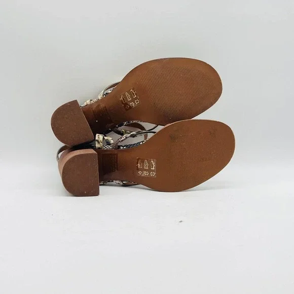 Madewell Womens 7.5 Gray Leather Snake Print Block Heel Strappy Shoes EUC - Picture 10 of 12